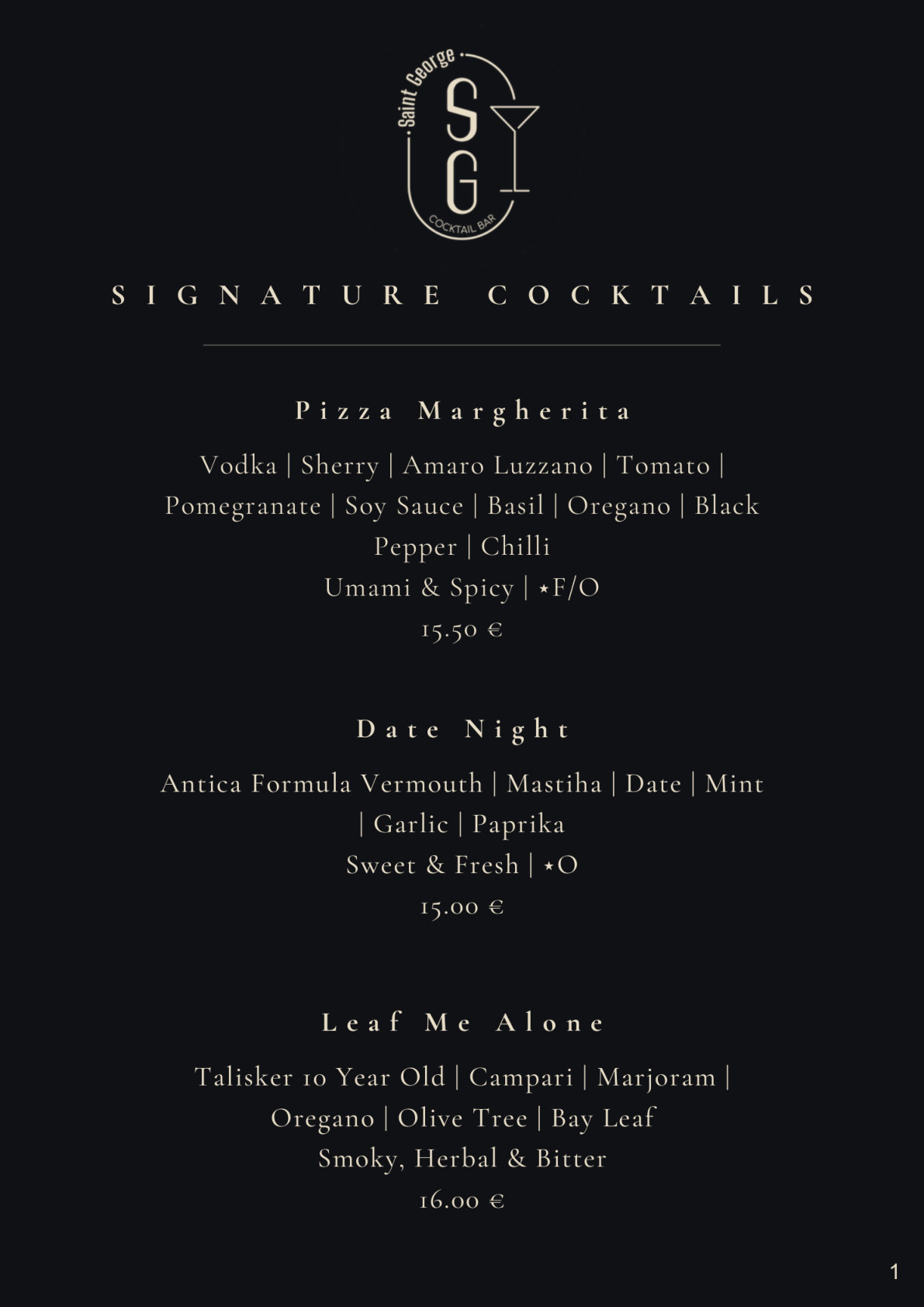 Saint George menu, page 2
