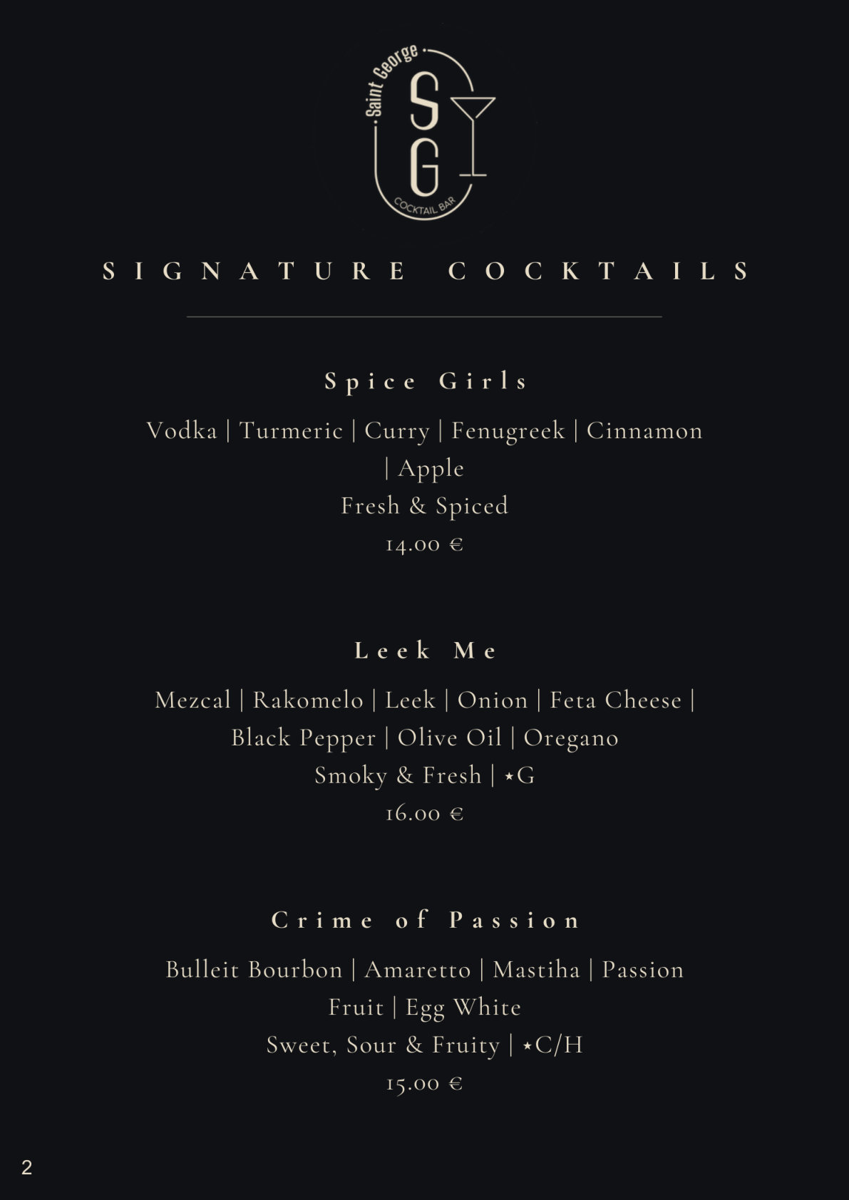 Saint George menu, page 3