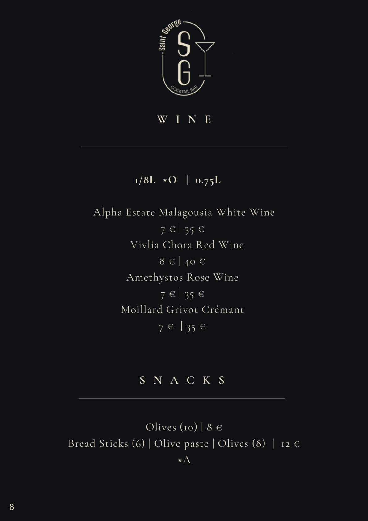Saint George menu, page 9